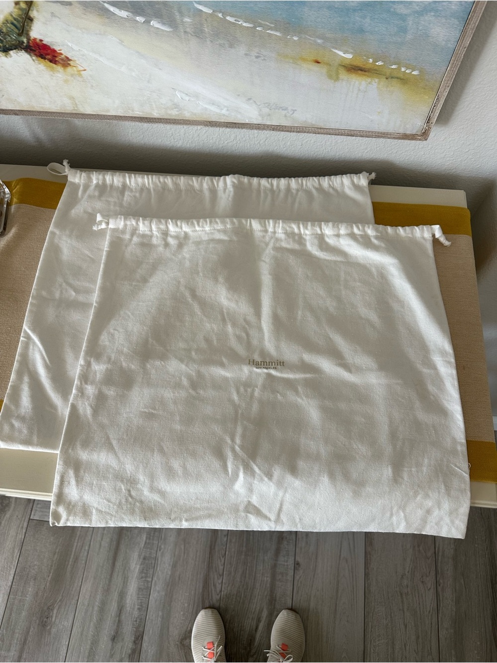 Hammitt White Drawstring Dust Bags - Set of 3